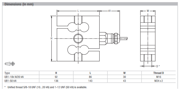 富林泰克UB1-10KN-C3产品尺寸图